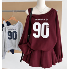 Queen of the 90’s Off-Shoulder Sweatshirt & Pleated Mini Skirt Set