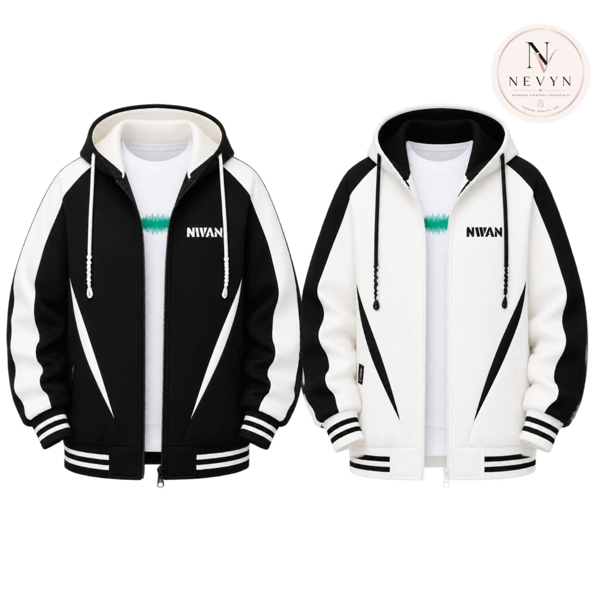 Men’s Contrast Panel Zip-Up Hoodie Jacket